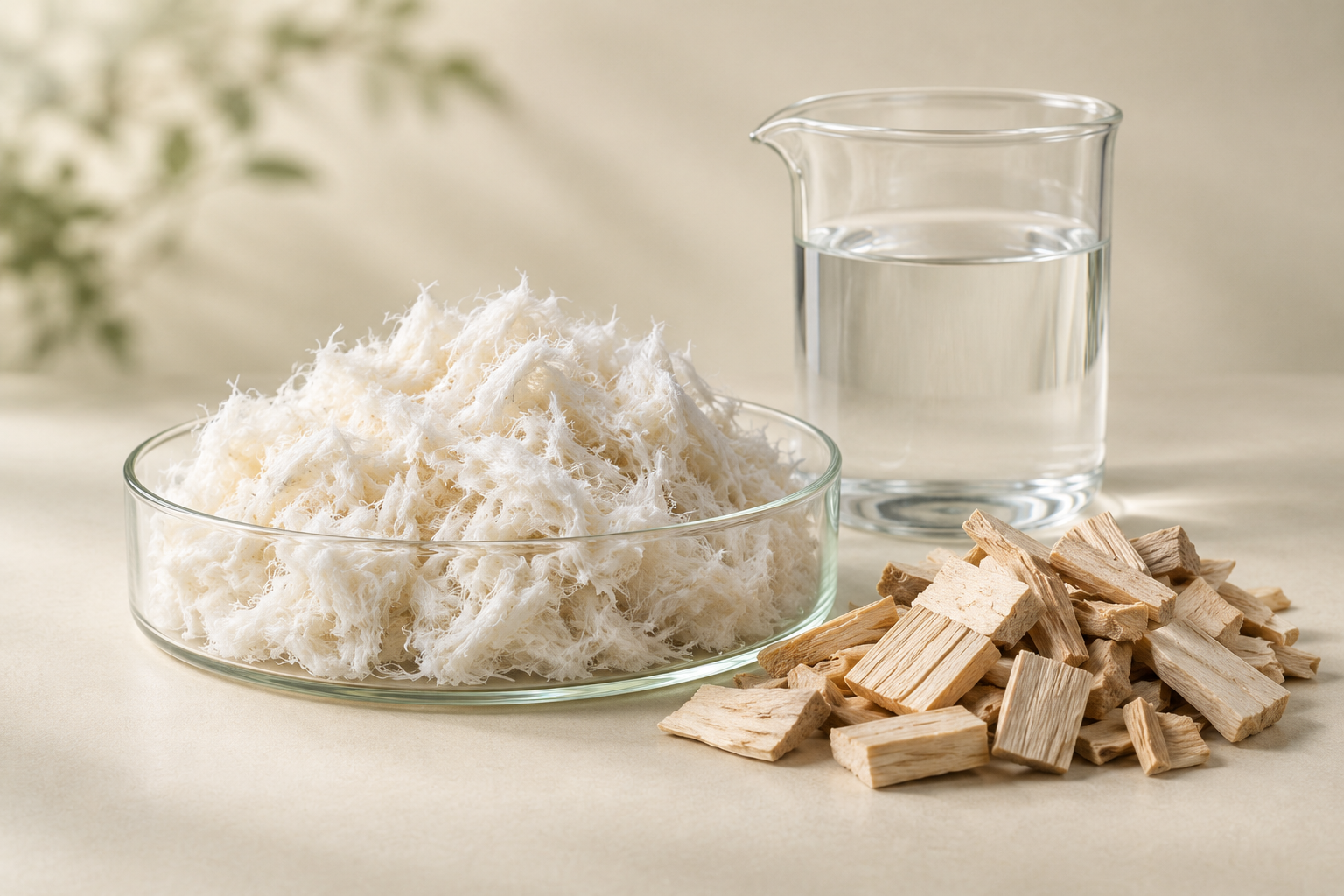 Pulp fibres and wood chips — illustrative pulp-processing materials